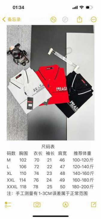 Picture of Prada Polo Shirts Short _SKUPradaM-3XLaztx936125705
